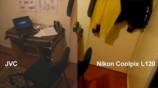 JVC GZ-HM30AA (Everio) vs Nikon Coolpix L120 Comparasion Low Light смотреть онлайн
