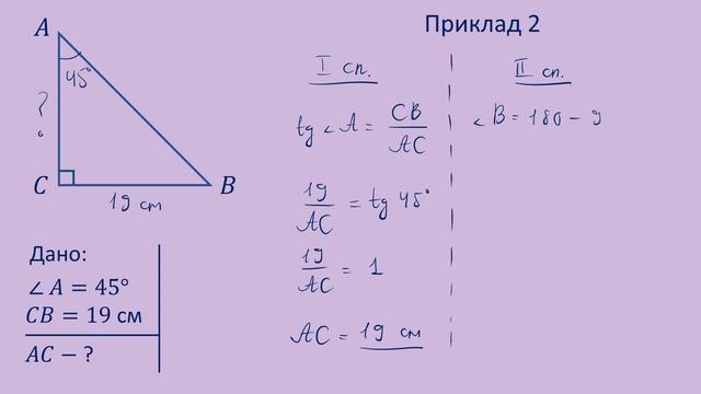 Розв'язування прямокутних трикутників. Тангенс