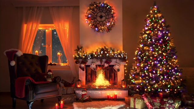 Instrumental Christmas Music 🎄Classic Christmas Songs on Piano ❄️ Fireplace and Snowfall Background смотреть онлайн