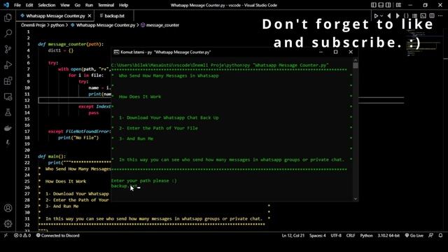 How to make Whatsapp Message Counter with Python? | Who sent how many messages in Whatsapp. | 5 min смотреть онлайн