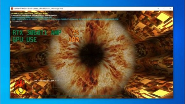 Furmark GPU Stress test ZOTAC RTX 3060Ti AMP White Edition LHR #Rambo Tech