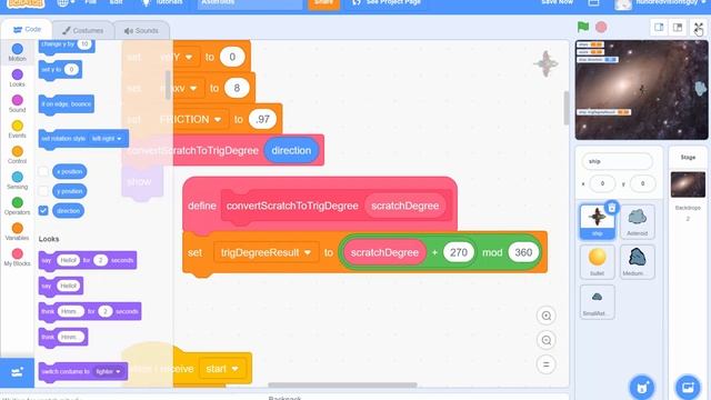 Scratch Asteroids Project Part 7 - Improved Movement Using Vectors смотреть онлайн
