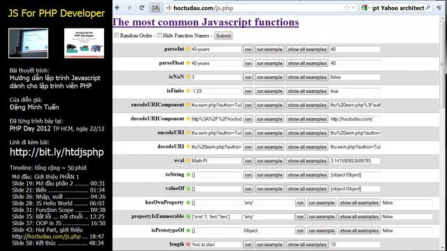 Học lập trình PHP, học lập trình Javascript (các hàm JS, một số chú ý PHP) смотреть онлайн