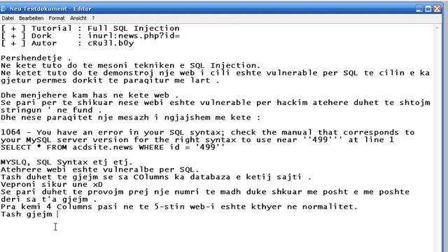 Full SQL Injection by cRu3l b0y смотреть онлайн