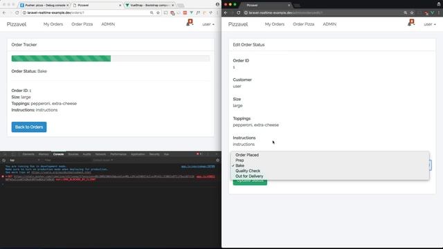 Realtime Pizza Order Tracker - Laravel, Vue & Pusher смотреть онлайн