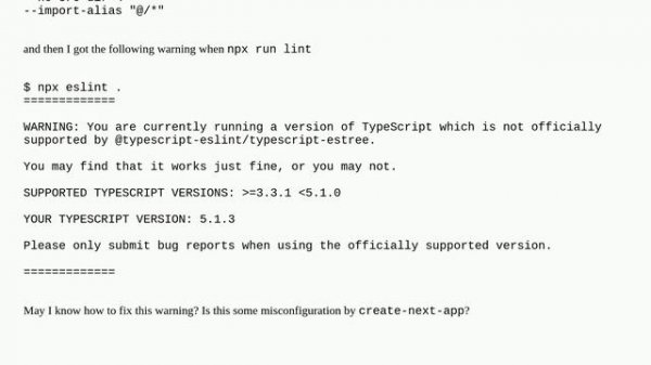 A version of TypeScript which is not officially supported by @typescript-eslint/typescript-estree