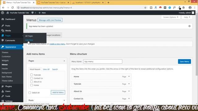 Re arrange WordPress Menu in order using XAMPP l Step by Step | PART 4 смотреть онлайн