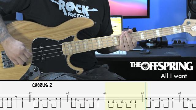 THE OFFSPRING - All I want "CRAZY TAXI OST" [BASS COVER + TAB] смотреть онлайн
