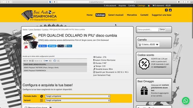 FOR A FEW DOLLARS MORE (E.Morricone) Disco Cumbia: Playalong Backing Track Sheet Music C B♭ E♭