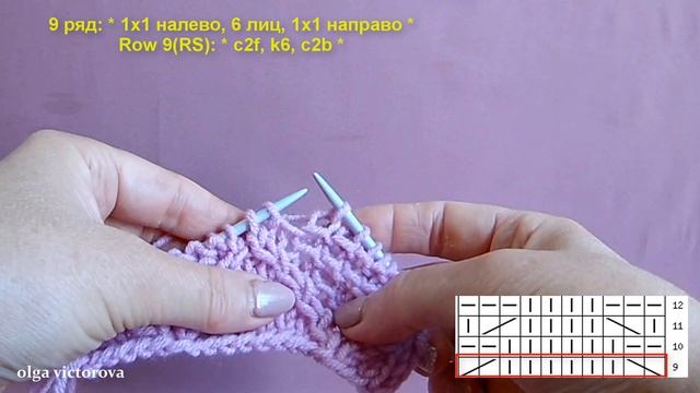 Рельефный узор Ромбы 516 Узоры спицами смотреть онлайн