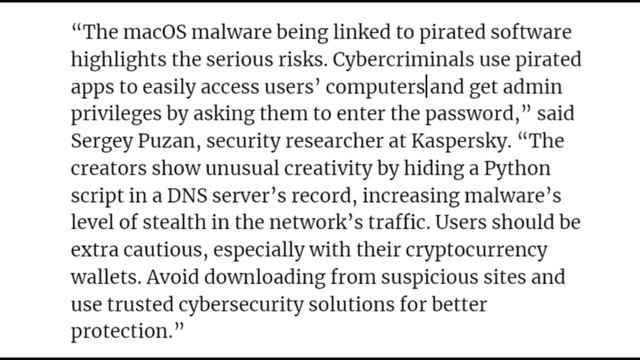 Kaspersky Uncovers Mac Malware That Can Steal Crypto Passwords смотреть онлайн