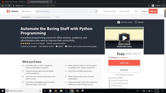 [HURRY] Best Python Course in World for FREE in May 2020 || Python Hindi Tutorials смотреть онлайн