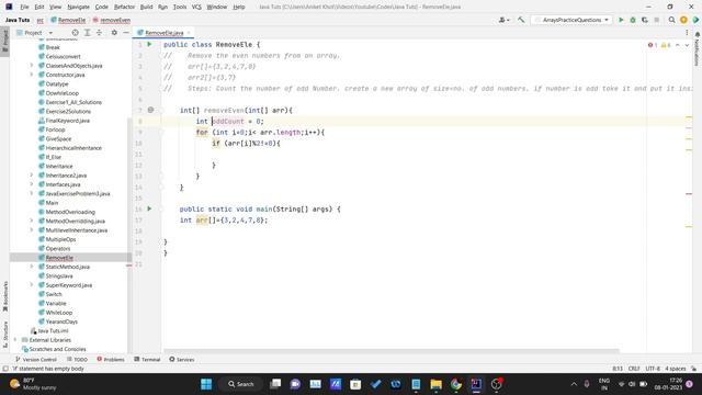 JAVA Tutorial - Remove Even Integer from an Array смотреть онлайн