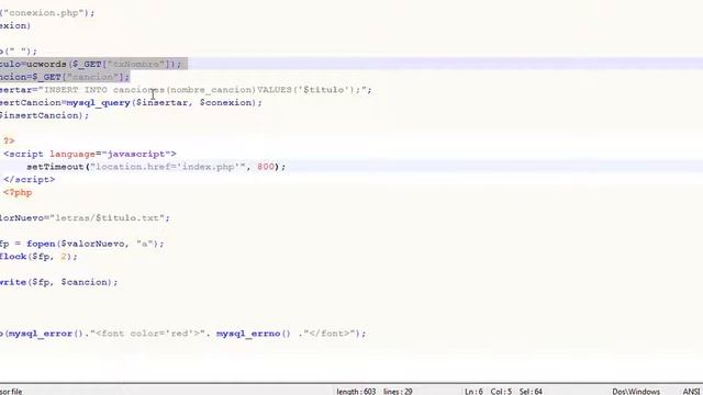 Sistema de lectura de canciones - Uso de fopen() y fwrite() PHP смотреть онлайн