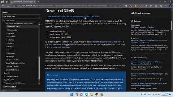Download and install SQL Server Management Studio 19