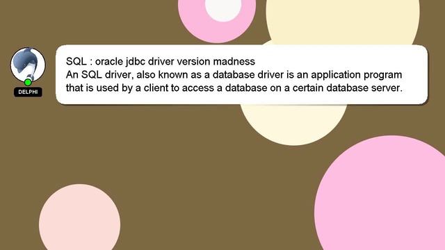 SQL : oracle jdbc driver version madness смотреть онлайн