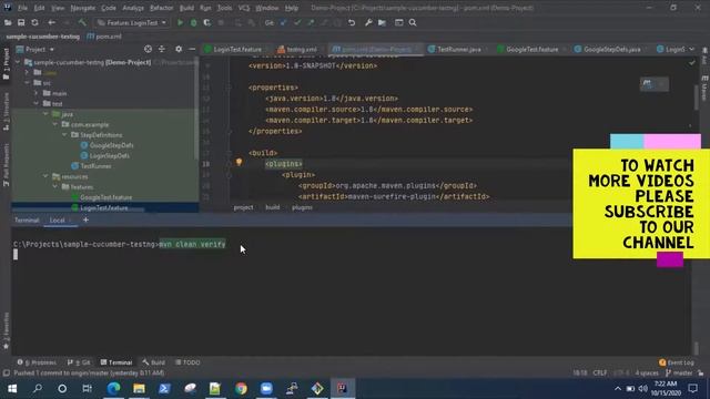 Selenium Cucumber Framework - Use Maven Build Plugins to execute Cucumber tests from Command Line смотреть онлайн