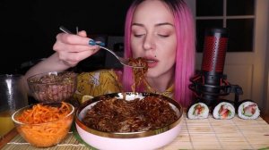 MUKBANG | Домашние роллы, чачжанмен, говядина | Rolls, noodles, beef не ASMR