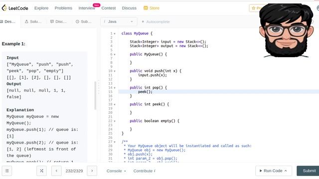 Leetcode Question 232 "Implement Queue using Stacks" in Java смотреть онлайн