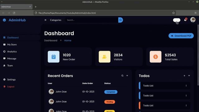 Create Switch Dark And Light Mode AdminHub | HTML CSS Javascript смотреть онлайн