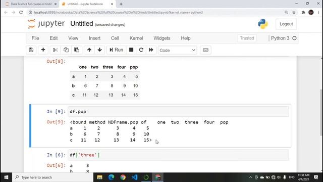 DataFrame slicing || slicing in dataframe in pandas | Data Science full course in hindi смотреть онлайн