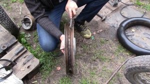 Восход3м/Меняем переднее колесо/Ставим тормоза