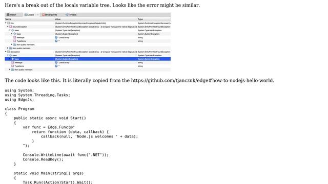 DLL error in Edge.js when called from C# (2 Solutions!!) смотреть онлайн