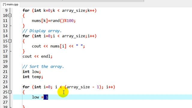 C++ Selection Sort Program смотреть онлайн