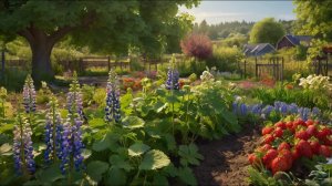 Начало лета 2024, Люпины в огороде под ЛЭП