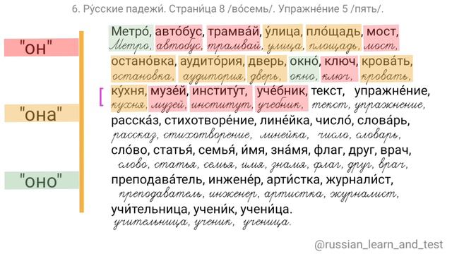 6. Russian cases (p.8, ex.5). Read the words, determine their gender. #russiangrammar смотреть онлайн