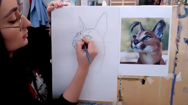 Каракал, как нарисовать скетч-маркерами смотреть онлайн