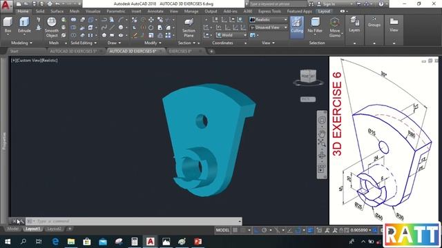 AUTOCAD 3D EXERCISE 6 смотреть онлайн