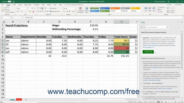 Excel 2019 & 365 Tutorial About Co-authoring and Sharing Workbooks Microsoft Training смотреть онлайн