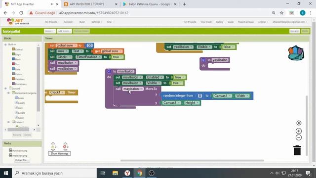 App Inventor2-Ders80-Balon Patlatma Oyunu