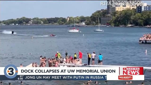 Students react after dock collapse at University of Wisconsin's Memorial Union Terrace смотреть онлайн