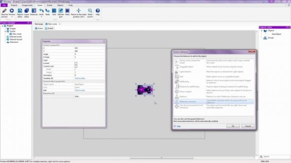 GDevelop tutorial 5 - Behaviors & movement