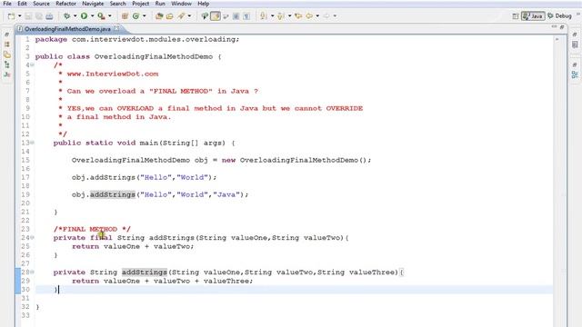 CAN WE OVERLOAD THE FINAL METHOD IN JAVA DEMO смотреть онлайн