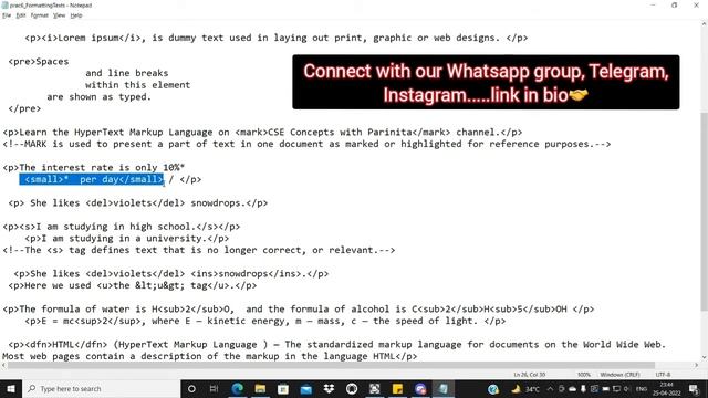 Text Formatting Tags in HTML with Example in Hindi: sub, sup, b, i, u, s, mark, defn, strong, strik смотреть онлайн