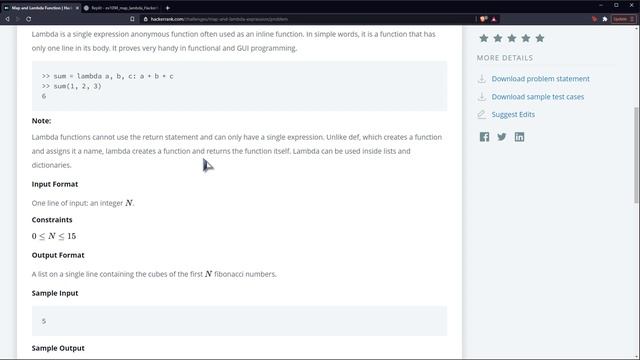 Python Ejercicio: 1094 HackerRank Usar una Expresión Lambda para Aplicar una Función sobre un Dato смотреть онлайн