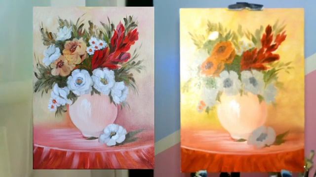 ?Рисуем маслом картину "Нежный букет" полный видеоурок смотреть онлайн