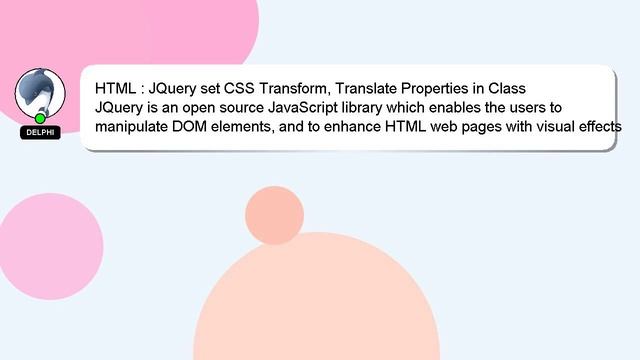 HTML : JQuery set CSS Transform, Translate Properties in Class смотреть онлайн