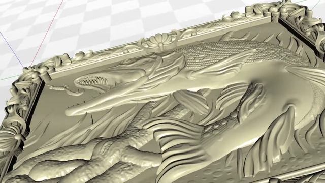 Bas-Relief With A Pike And A Fish Hook 3D STL Model смотреть онлайн