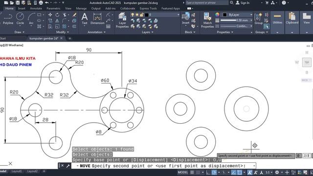 AUTOCAD 2021| MUDAH BELAJAR AUTOCAD 2 DIMENSI| GAMBAR LATIHAN 5 смотреть онлайн