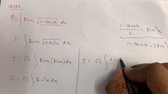 `int sinx sqrt(1-cos 2x) dx` смотреть онлайн