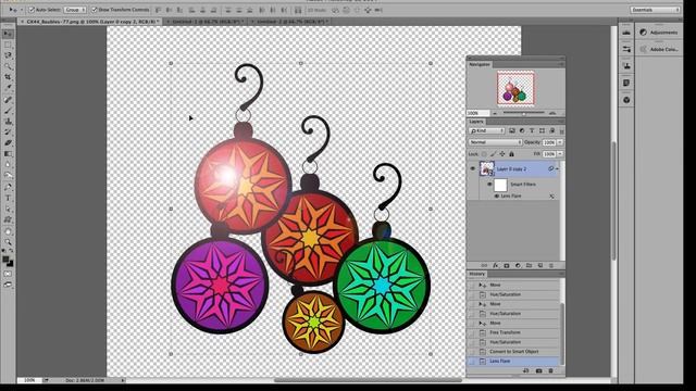 Photoshop : Christmas baubles and making patterns for xmas cards tutorial смотреть онлайн