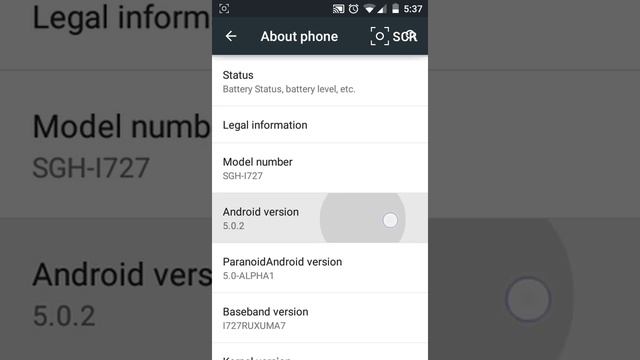 Android L for Samsung Galaxy S2 Skyrocket SGH I727 смотреть онлайн