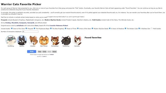 Using the Warrior Cats Favorite Picker смотреть онлайн