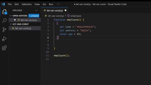 Let, Var and const keyword in JavaScript. смотреть онлайн