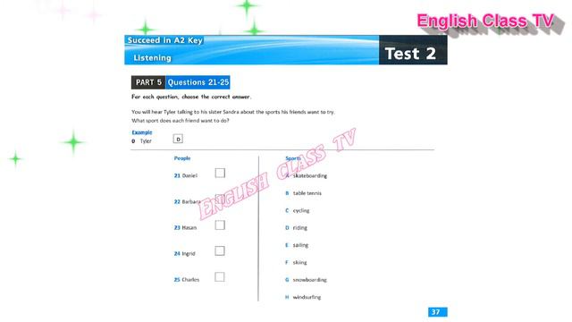 Ket Listening TEST 2 Part 5 | Succeed in A2 Key Revised Exam 2020 | Ket Cambridge Listening Test. смотреть онлайн