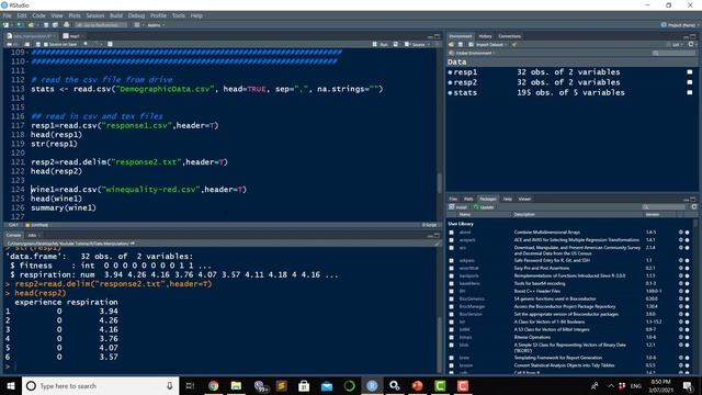 Import csv, excel and text files in R and RStudio смотреть онлайн